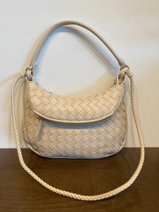 WOVEN DOUBLE HANDLE BAG - OFF WHITE