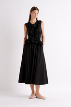 GATHERED RUFFLE DRESS - Black