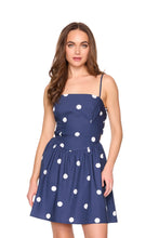 POLA DOT POPLIN TIRE BACK MINI DRESS - Midnight/Sugar