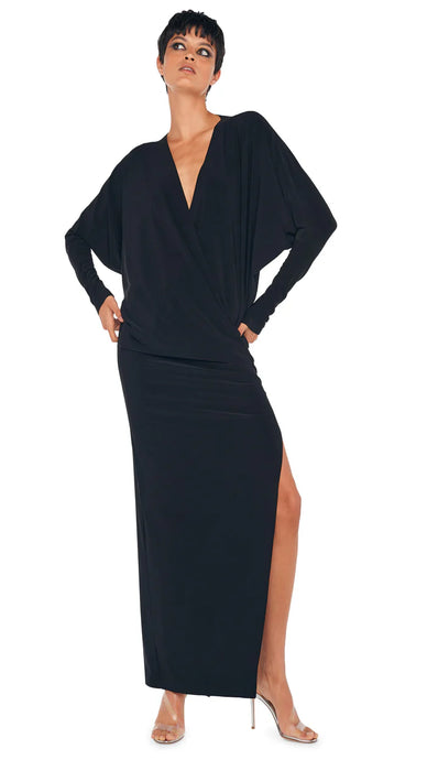 DOLMAN WRAP GOWN - Black