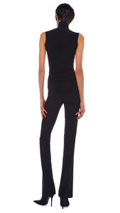 SLIM FIT SLEEVELESS TURTLENECK TOP - Black