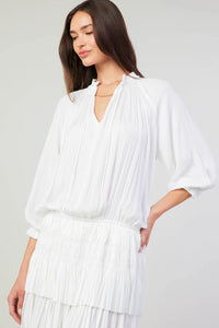 AURELIE PLEATED MINI DRESS - White