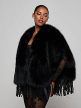 NATHALIA FAUX FUR CAPE - Black