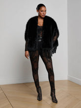NATHALIA FAUX FUR CAPE - Black