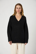 FLUFFY KNIT OVERSIZED SWEATER - Black