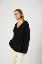 FLUFFY KNIT OVERSIZED SWEATER - Black