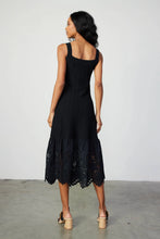 CONTRAST LACE KNIT DRESS - Black