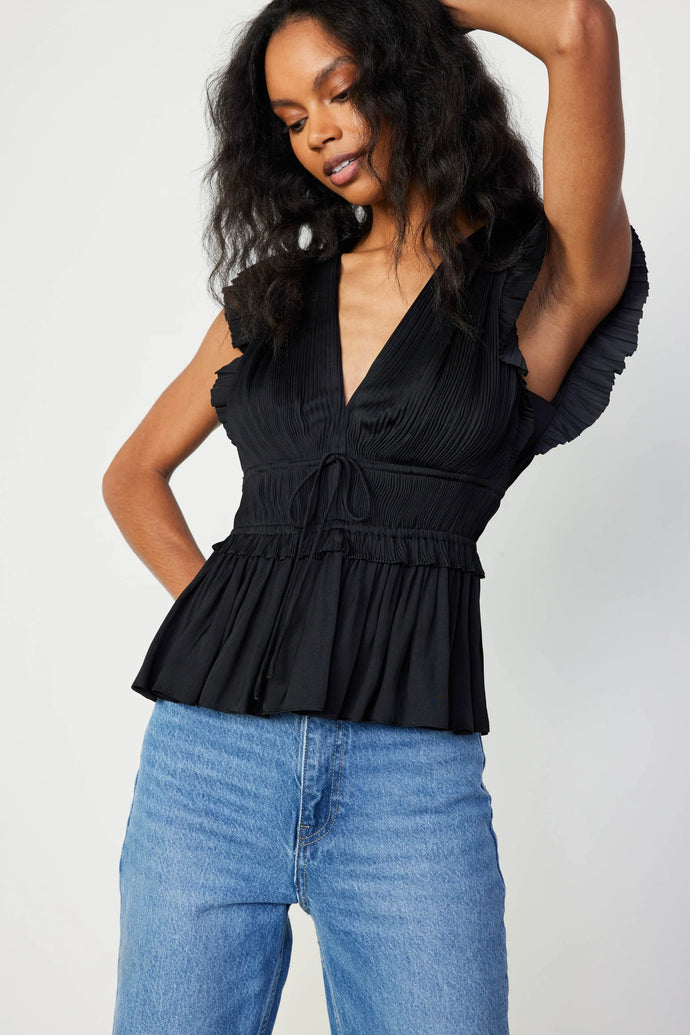 MARA PLEATED BLOUSE - Black