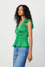 MARA PLEATED BLOUSE - Deep Spring Green