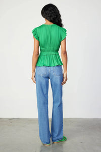 MARA PLEATED BLOUSE - Deep Spring Green