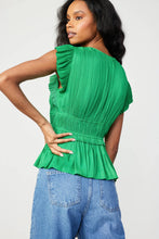 MARA PLEATED BLOUSE - Deep Spring Green