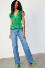 MARA PLEATED BLOUSE - Deep Spring Green