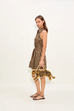 INNA SLEEVELESS POPLIN MINI DRESS - Black/Tan