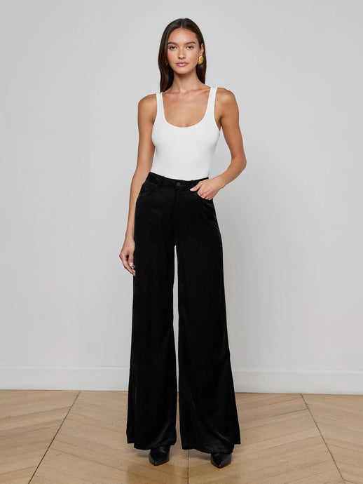 QUINCY WIDE LEG CORDUROY DENIM - Black