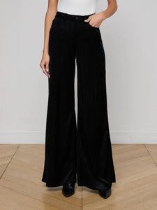 QUINCY WIDE LEG CORDUROY DENIM - Black