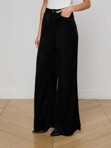 QUINCY WIDE LEG CORDUROY DENIM - Black