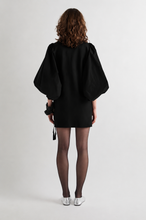 BALLOON SLEEVE MINI DRESS - Black