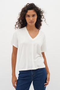 LILIANA V-NECK TEE - Whisper White