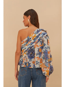 SUMMER FLOWER ONE SHOULDER BLOUSE