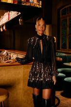 GARDEN SILHOUETE MINI DRESS - Black