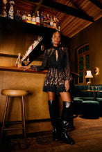 GARDEN SILHOUETE MINI DRESS - Black