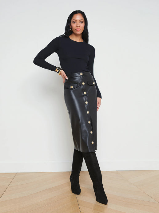 L'AGENCE - Truman Vegan Leather Mini Skirt in Chantrelle
