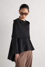 CAPE JERSEY BLOUSE - Black