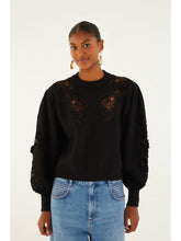 LACE KNIT SWEATER - Black