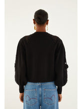 LACE KNIT SWEATER - Black
