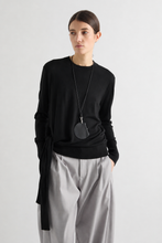 SIDE TIE SWEATER - Black
