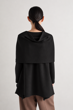 CAPE JERSEY BLOUSE - Black