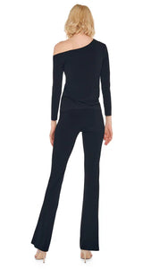 LONG SLEEVE DROP SHOULDER TOP - Black