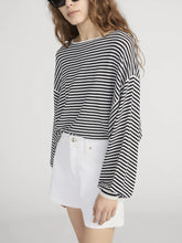 THE STRIPED SLOUCHY SWEATER - Cream Multi