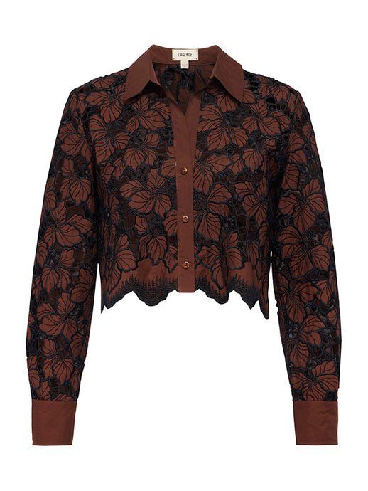 SEYCHELLE CROPPED BLOUSE - Hot Fudge