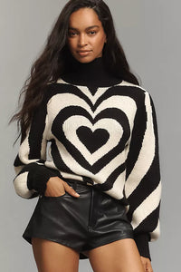 HEART GRADIENT KNIT SWEATER