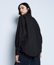 BLOUSE WITH COLLAR AND ZIPPER- Black