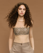 BODYSUIT WITH RHINESTONES- Beige