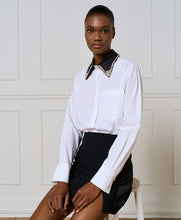 SHIRT WITH DETACHABLE RHINESTONE- White