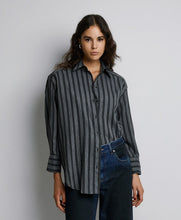STRIPED SHIRT WITH RHINESTONES- White
