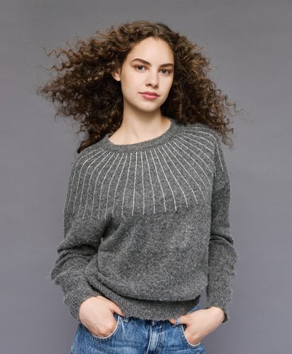 KNITTED SWEATER WITH RHINESTONES- Coal