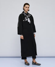 LONG COAT WITH TRIM- Black