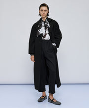 LONG COAT WITH TRIM- Black