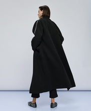 LONG COAT WITH TRIM- Black