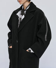 LONG COAT WITH TRIM- Black