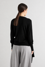 SIDE TIE SWEATER - Black