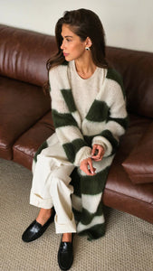 KAY CARDIGAN - Khaki Stripe