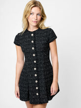 SPECKLED TWEED MINI DRESS - Black