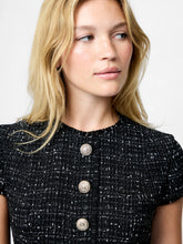 SPECKLED TWEED MINI DRESS - Black