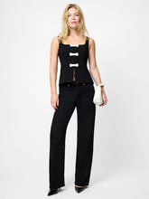 AZRA PEPLUM BOW TOP - Black