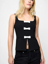 AZRA PEPLUM BOW TOP - Black